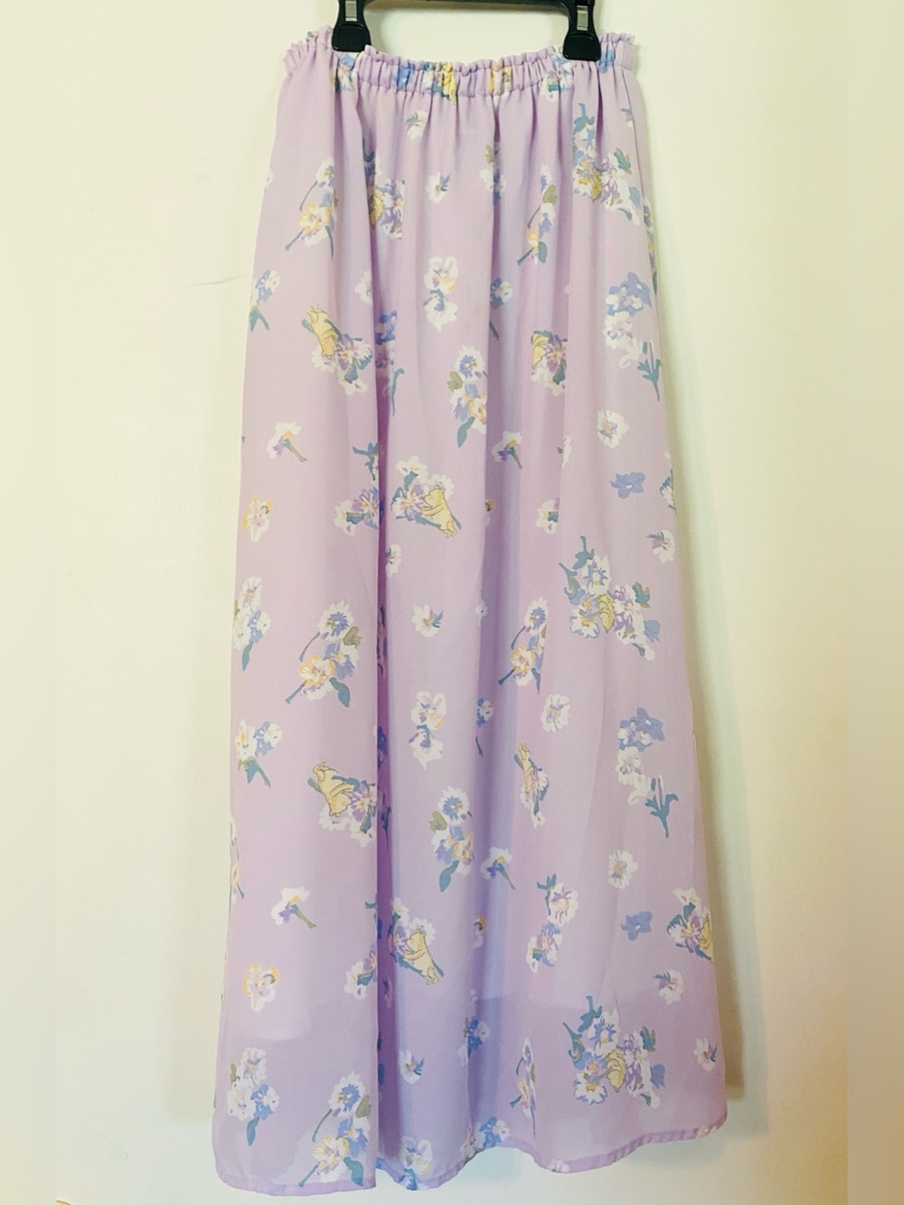 Disney Store Winnie the Pooh Floral Lilac Pull On Maxi Skirt Youth L